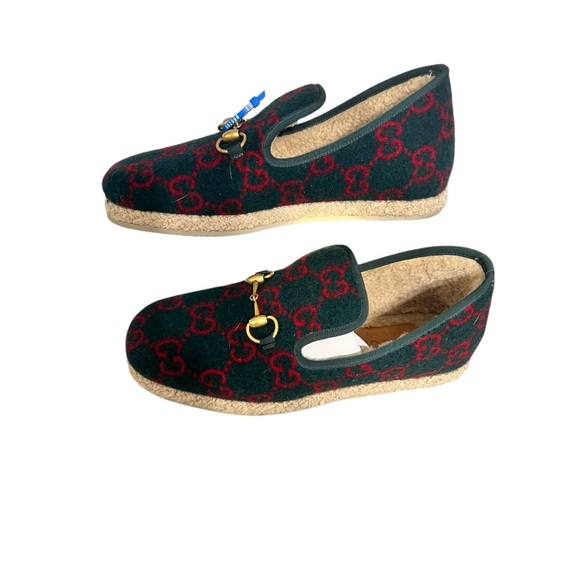 GUCCI SHOES MENS FRIA GG MARINO WOOL SHEARLING HORSEBIT LOAFERS sz 7 - Picture 1 of 9